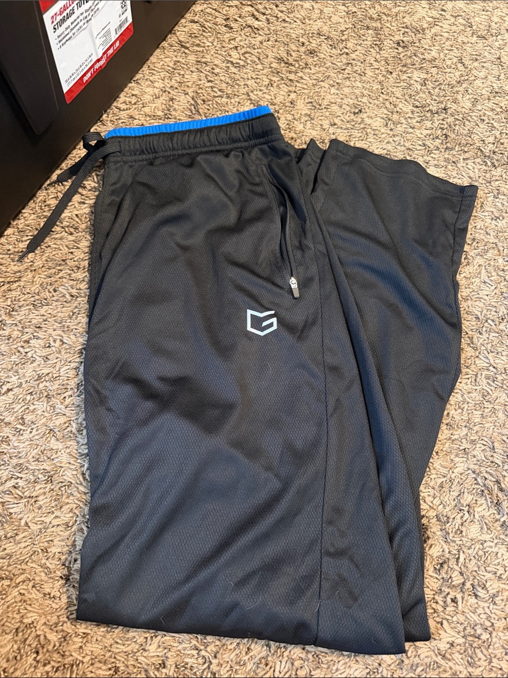 Men's Black Athletic Joggers with Blue Waistband